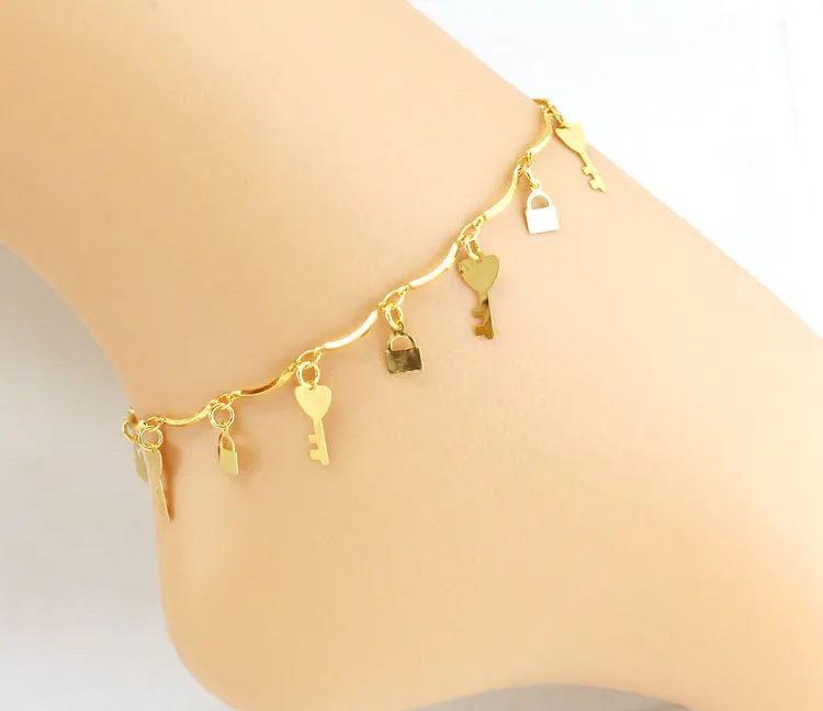 Lock Key Gold Anklet Beach Leg Bracelet Foot Jewelry Ankle Bracelets