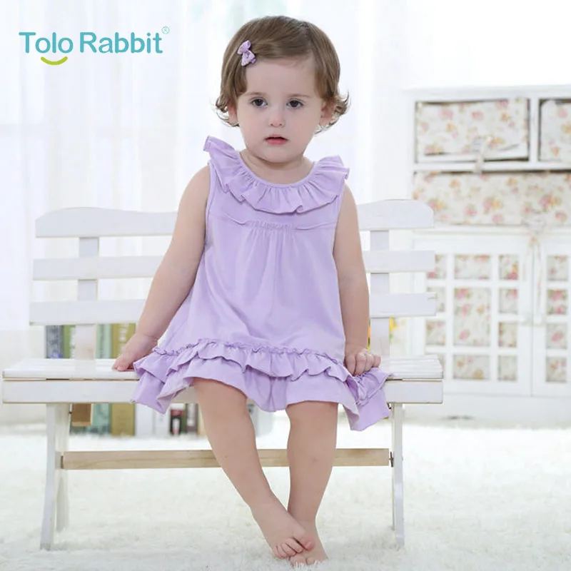 0 2 years Tolo Rabbit Cotton Bow New Born Baby Dress with Baby Rompers