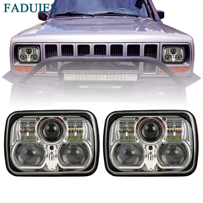FADUIES хром 5 ''x 7'' 6x7 дюймов прямоугольные светодиодные фары для Jeep Wrangler YJ Cherokee
