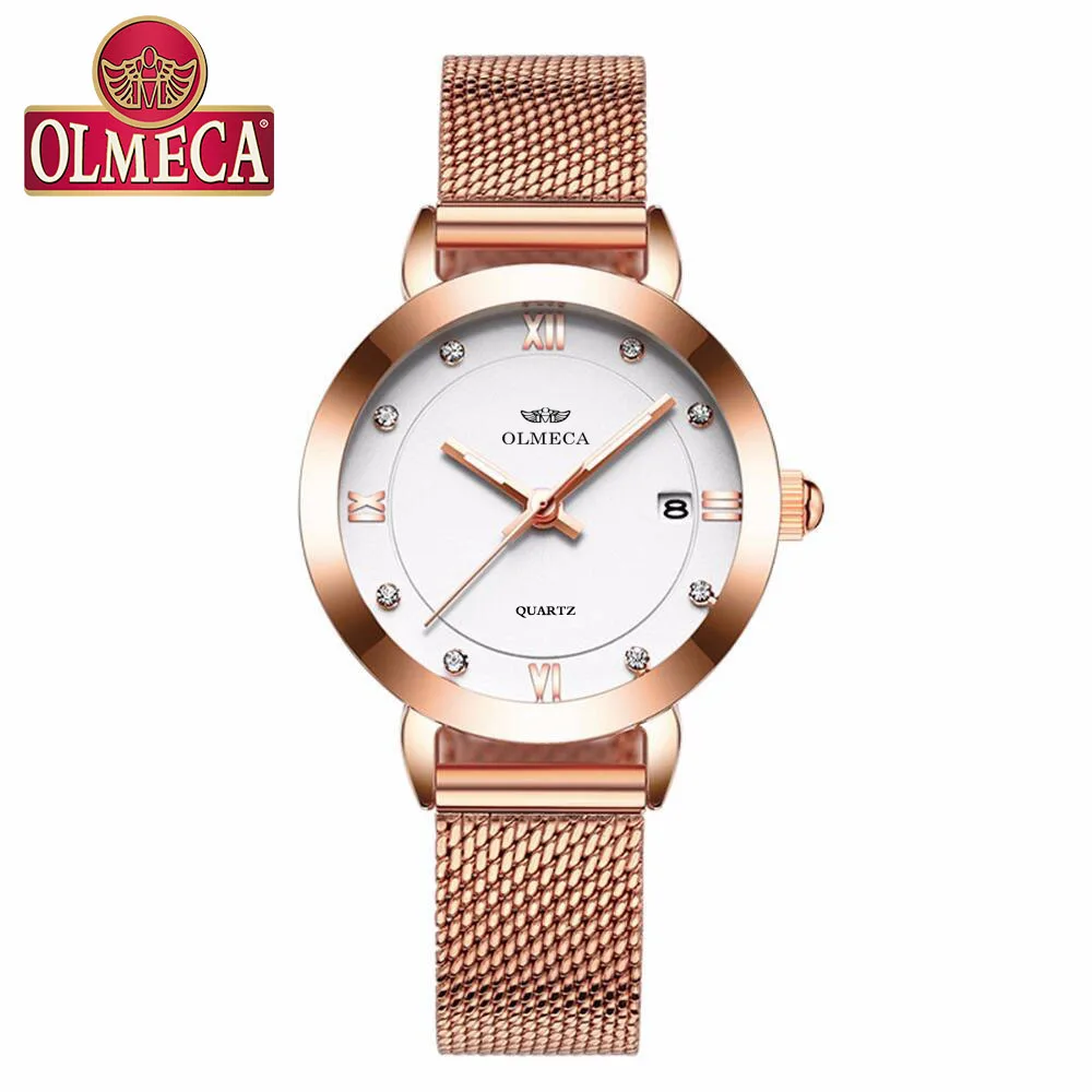 

2018 New Watch Women Luxury Top Brand OLMECA Quartz Female Small Wristwatch Waterproof Rose Golden Fashion Girl's Watches