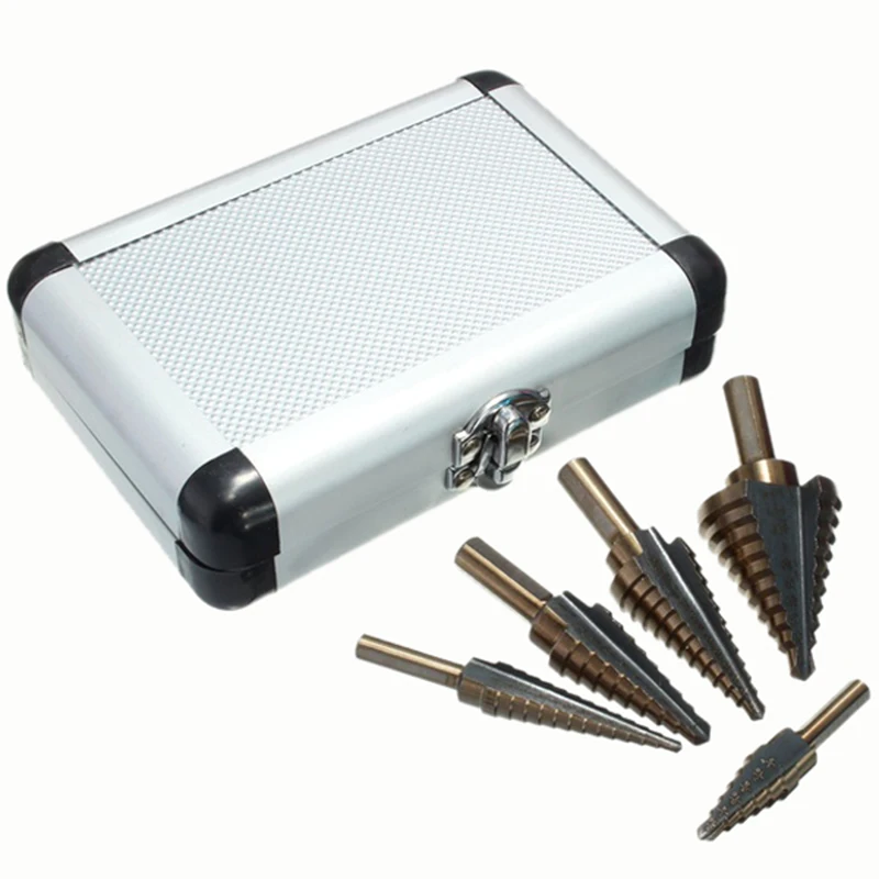 

Promotion! 5 Pcs HSS cobalt multiple hole ladder drill bit set alu gold