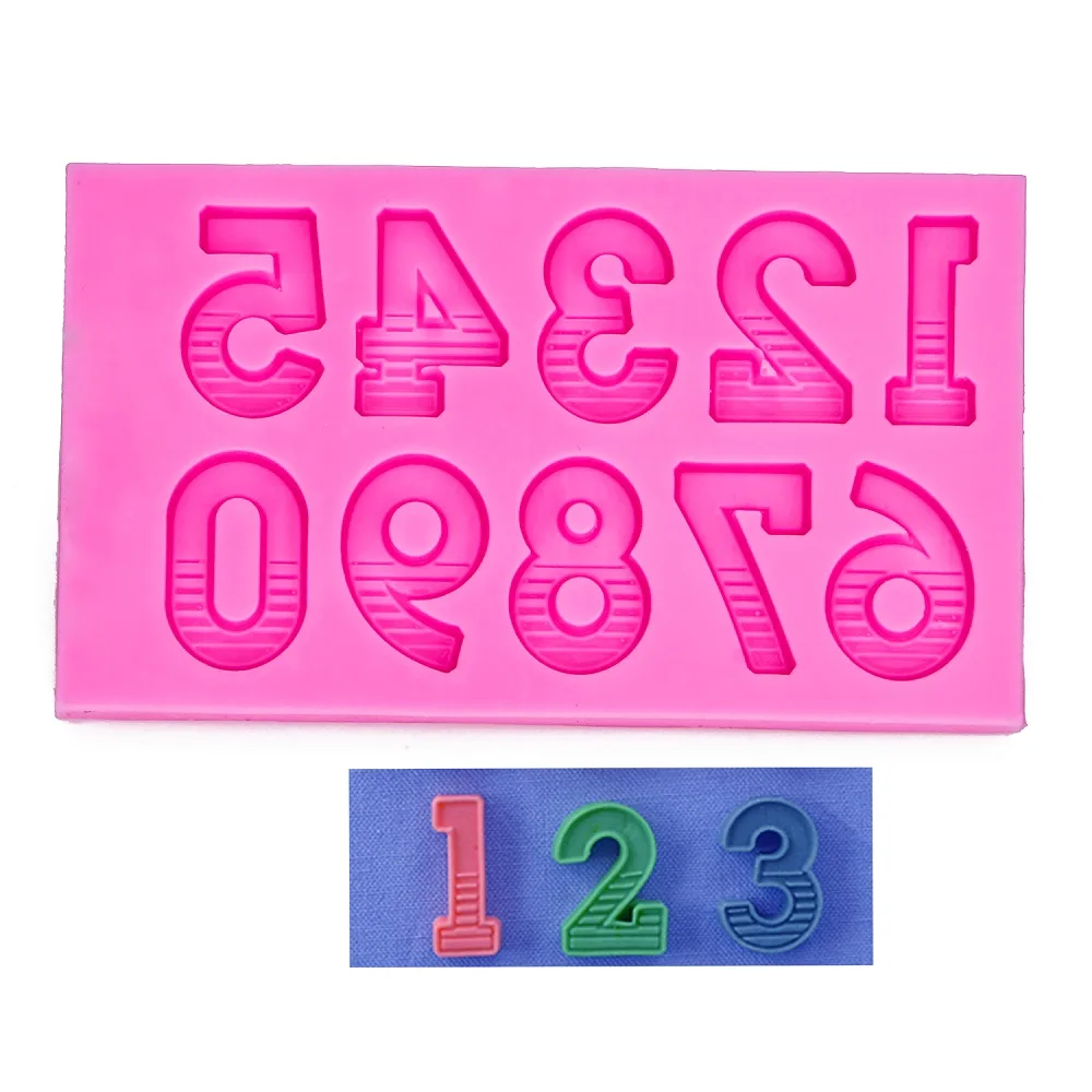

Large Arabic Numerals Cake Mold Fondant 0-9 Number Silicone Mold for Reverse Forming Polymer Chocolate Decoration Tools