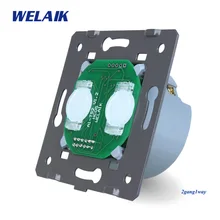 WELAIK Switch White Wall Switch EU Touch Switch DIY Parts Screen Wall Light Switch 2gang1way AC110~250V A921