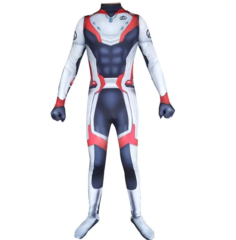 Adult Kids Avengers Endgame Quantum Realm Cosplay Costume Superhero Iron Man Captain Marvel Zentai Bodysuit Suit Jumpsuits