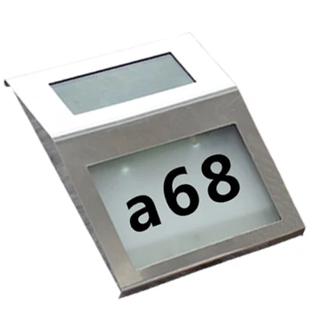 

2 LED Solar Stainless Steel Address Sign House Number Light Illumination Street Decoration Solar Powered Wall Lamp Alphanumeric