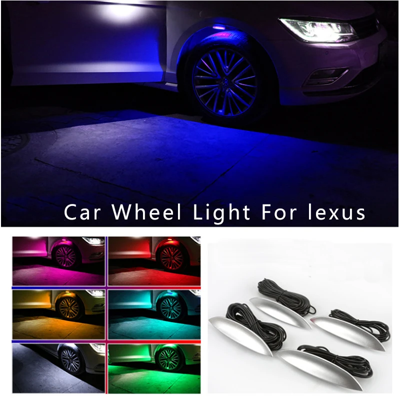 4pcs Decorative Car Wheel Light Auto Wheel lamp Flashing Model For RX GS 300 400 430 350 450 h HS IS LS LX 570 ES SC CT ES GX IS