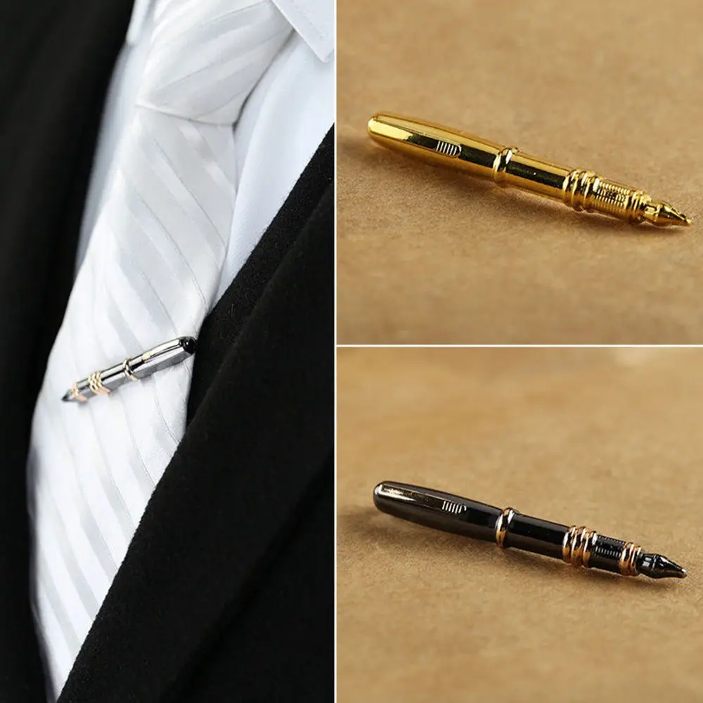 

1PC New Fashion Mens Pen Shape Tie Clip Writer Author Clasp Bar Fountain Clasp Business Party Jewelry