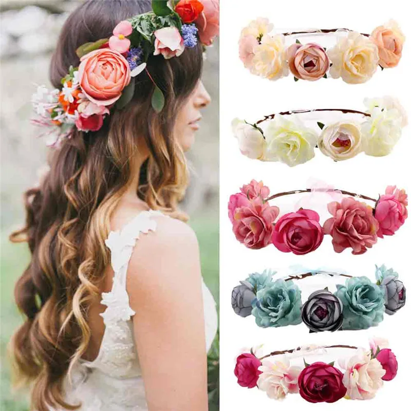 

Women Bohemia Handmade Flower Hairband Wedding Wreath Bridal Headdress Hairdressing Hair Accessories