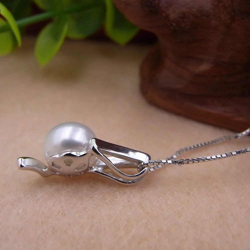 brand store special offer give free chains promotion hand polished 925 silver set fresh water pearl classic necklace pendants