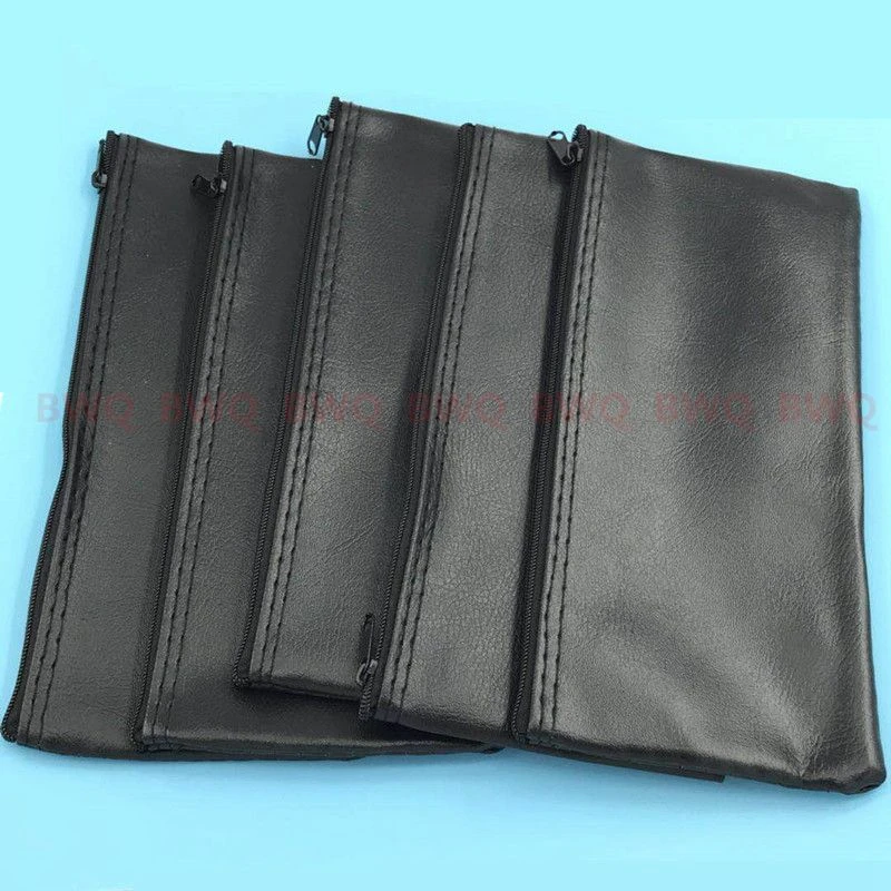 5pc Professional Wired Microphone Holder Leather Case With Zipper For Shure Microphone Bag
