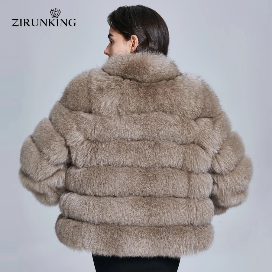 ZIRUNKING пальто с воротником-стойкой из натурального меха женские зимние меховые куртки для улицы из натурального Лисьего меха женская плотная верхняя одежда ZC1732
