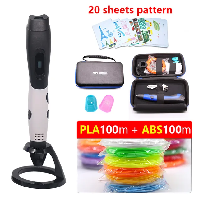 Best Offers 2018 V6 new 3d pen3d printer pen version with 200M abs/pla 1.75mm safety filamet with Storage bag Christmas present fast send