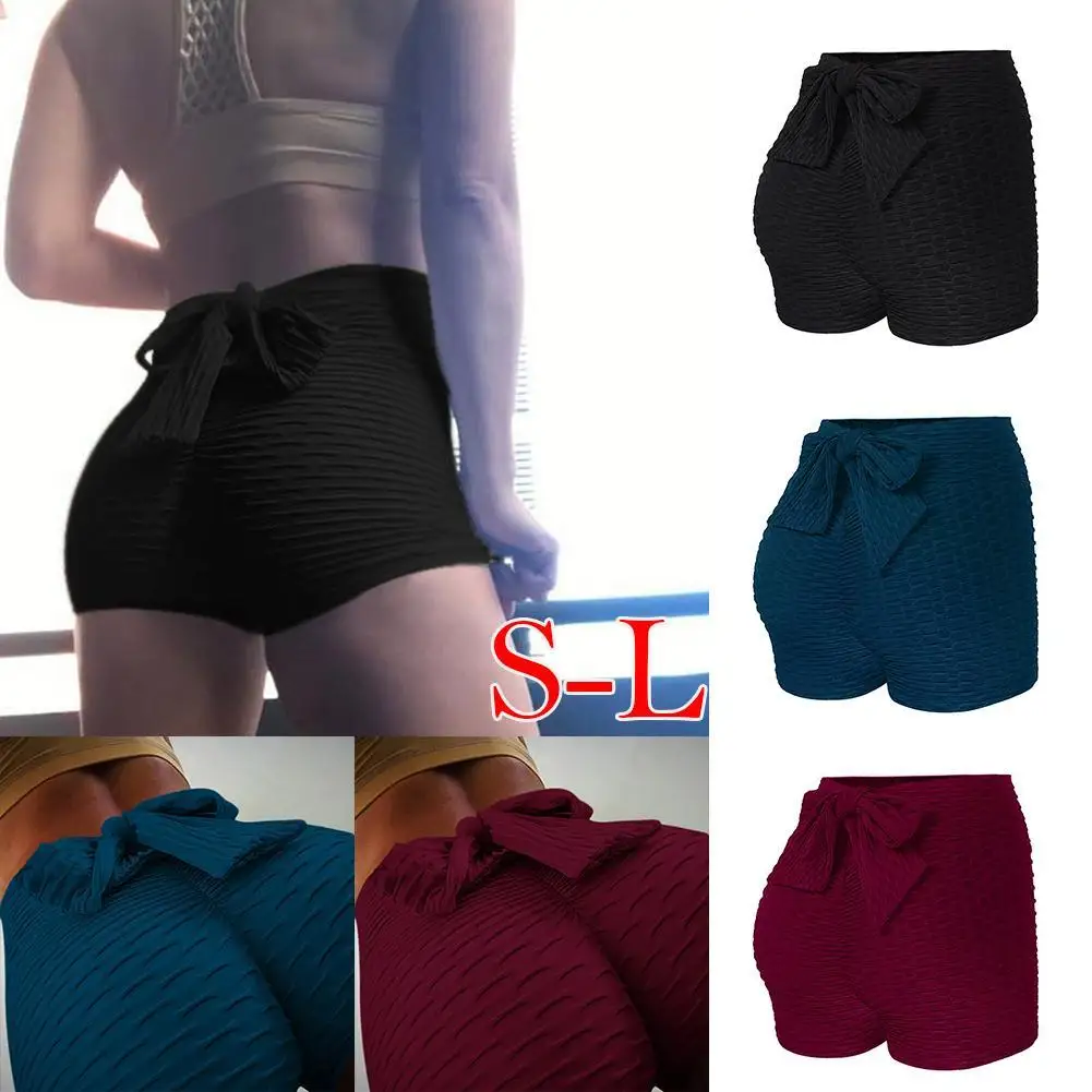 

Summer Quick Drying Yoga Fitness Sports Shorts Workout Slim High Elastic Tight Hip Breathable Yoga Shorts Bow Leggings For Women