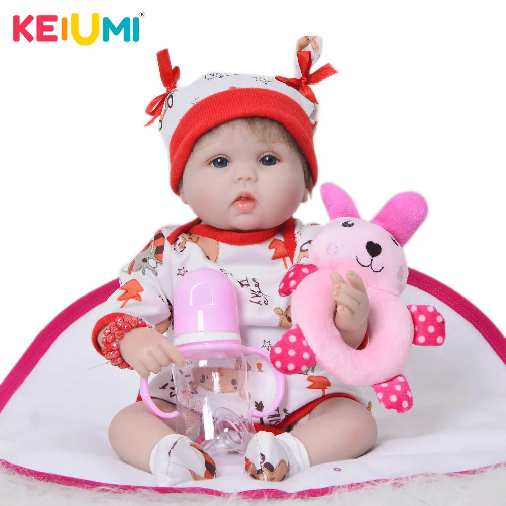 

KEIUMI Lifelike 17 Inch Reborn Doll Babies Soft Silicone Vinyl Baby Reborn Boneca Fashion Baby Girl Kids Playmate Birthday Gifts