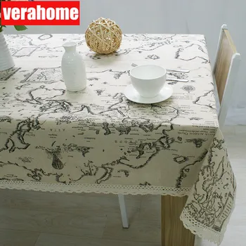

World map Table Cloth Rectangular Dining Table linen Covers party Decoration kitchen home decor