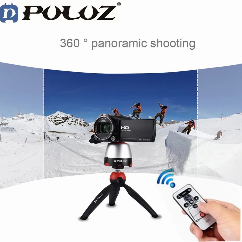 

PULUZ 360 Degree Rotation Panoramic Tripod Heads Panning Rotating Time Lapse tripod head with remote control For GoPro Camera