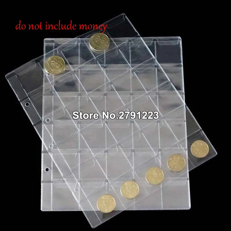 

30 Pockets Album Pages Holders Folder Sheets For Classic Coin Storage Collection Album for coin<34mm-leather album not included