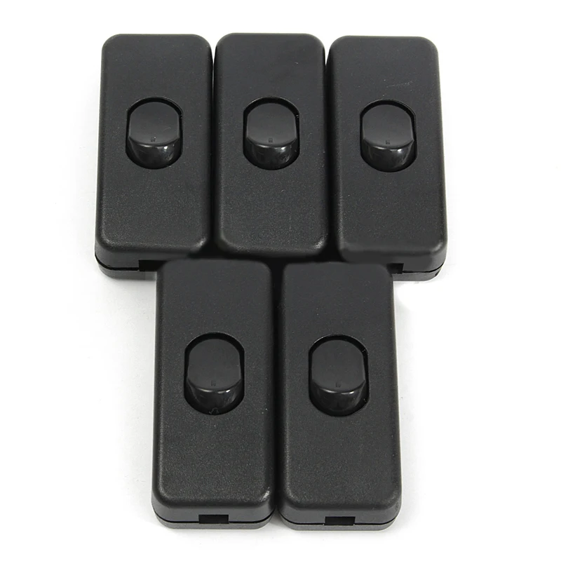 5pcs 110 250V Black Inline Lamp On/off Switches Universal Line Cord
