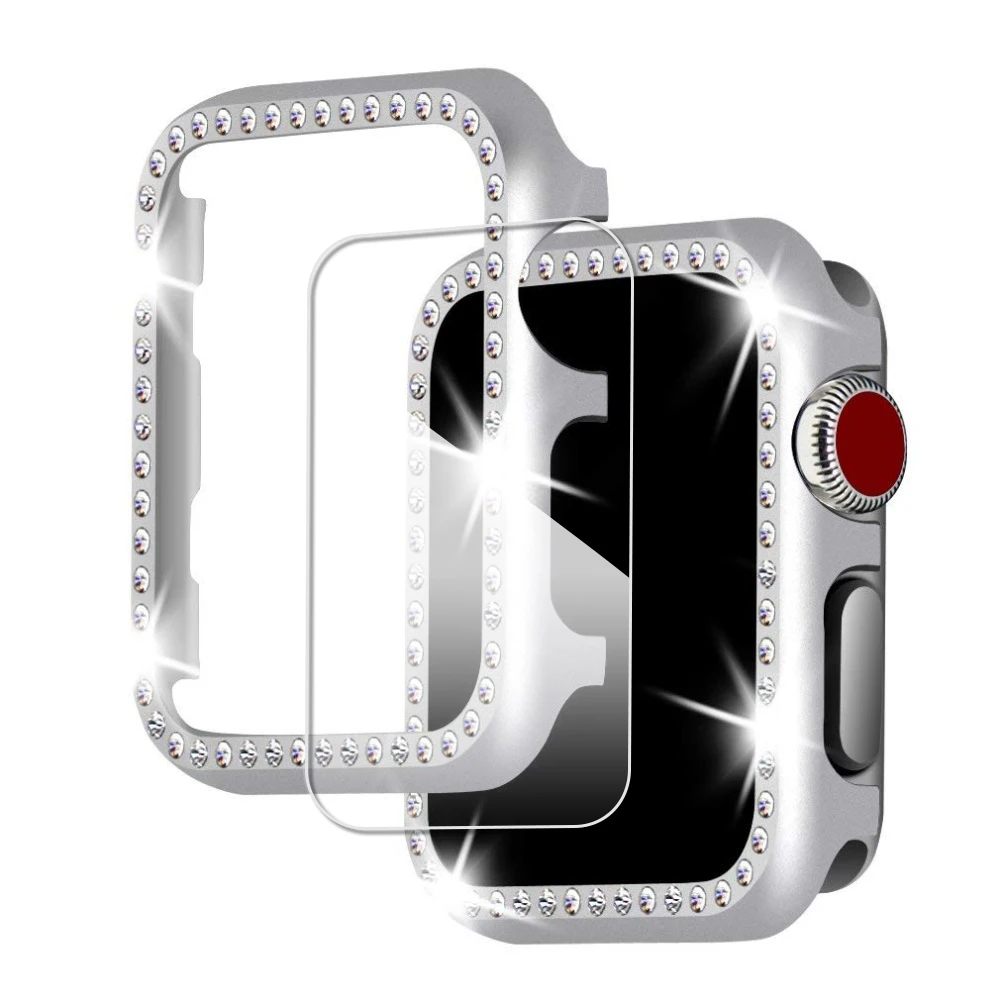 Ремешок для apple watch band 5 4 3 38 мм 44 браслет iwatch 42 40 + чехол со стразами Защитная пленка