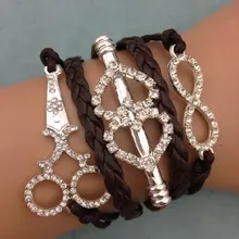 1 шт. бесконечно ручная работа браслет. металл очарование, воск шнур, кожаный браслет, модный драгоценный браслет 3605