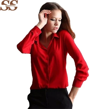 5 Colors Work Wear 2017 Women Shirt Chiffon Blusas Femininas Tops Elegant Ladies Formal Office Blouse Plus Size XXL