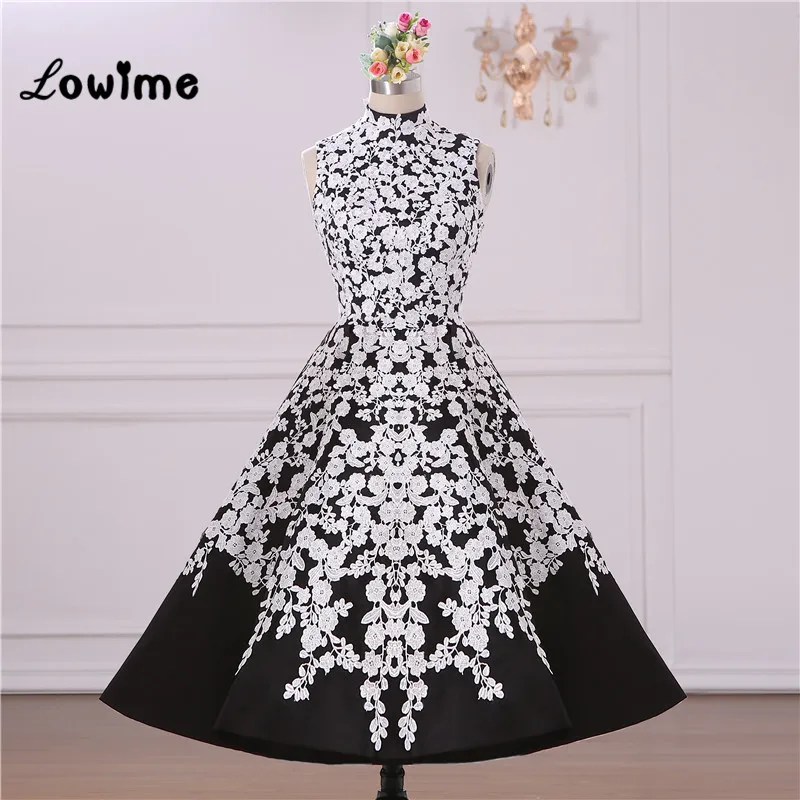 ブラックウエディングドレスで白いレースアップリケヴィンテージ膝丈パーティードレス18リアル絵アラビア中東女性イブニング ホームカミングドレス Aliexpress