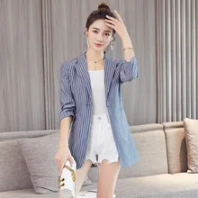 ^^Best Offers Small suit jacket female long section 2019 summer new slim seven-point sleeve thin striped temperament suit jacket ^^Best Offers Small suit jacket female long section 2019 summer new slim seven-point sleeve thin striped temperament suit jacket