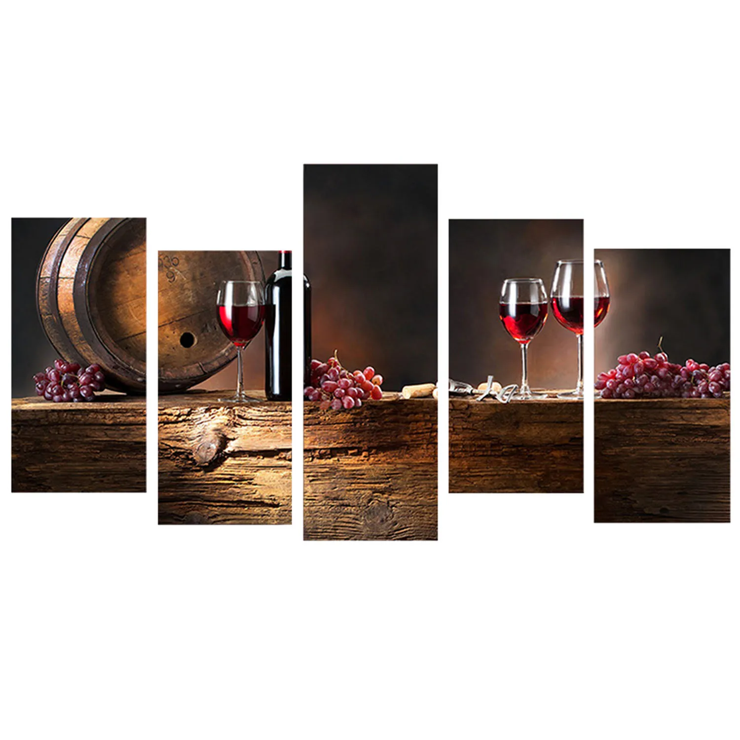 5 PCS Elegant Wine Bottle Style Printed Canvas Set Decoration Wall Art for Home Living Room Bedroom Office Hotel Pub - intl