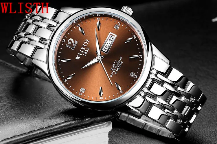 

2017 New Hot Sale Brand WLISTH Fashion Men Business Waterproof Quartz Watch and Box Good Quality Stainless Steel belt Wristwatch