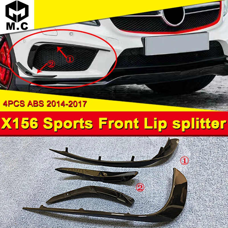 #*Cheap For Mercedes X156 GLA Class Sports Front Bumper Lip Splitters ABS 4 Pcs GLA45 Style GLA180 GLA200 GLA250 Canard Lip Kit 2014 17