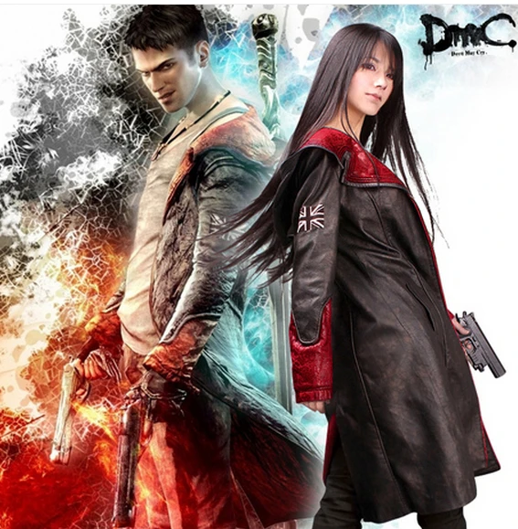 

Devil may cry 5 hot game cosplay costume long jacket coat pu leather Dante jacket