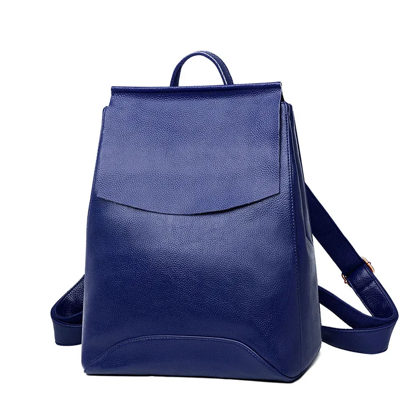 Классический Стильный женский рюкзак высокого качества, модные Молодежные рюкзаки из натуральной кожи для подростков, женская школьная сумка на плечо - Цвет: Blue