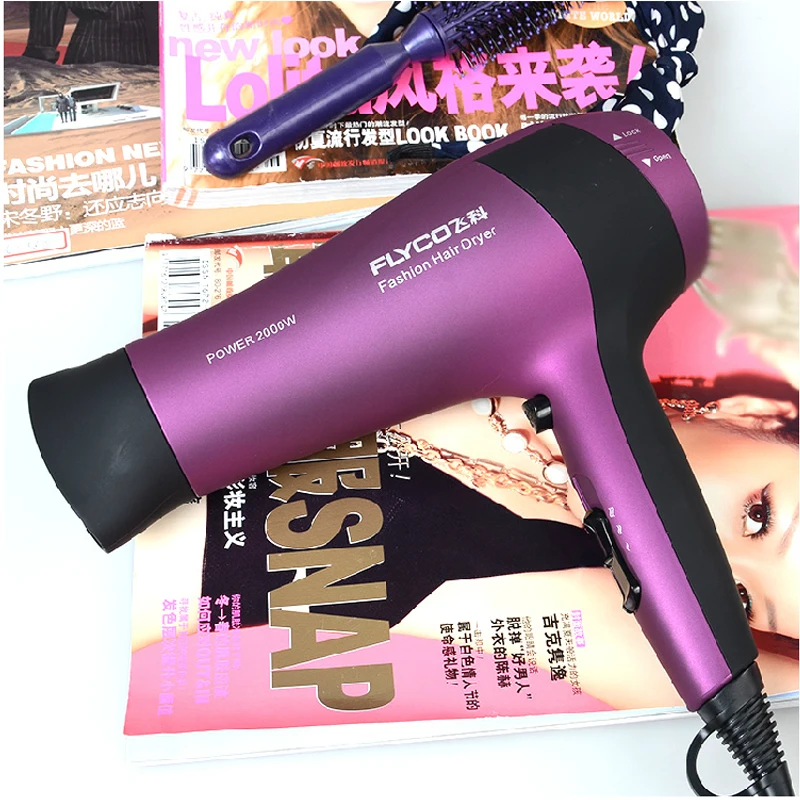 Secador de Cabelo Salão de Beleza Equipamento do Banheiro Flyco Maroon Baixo Ruído Profissional Asciugacapelli Professionale Fh6618 2000 w 9 Secadores de cabelo
