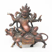 Китайский религиозный бутик Cooper езда на быке тибетский буддийский Тантрический Будда Dzambala медные статуи