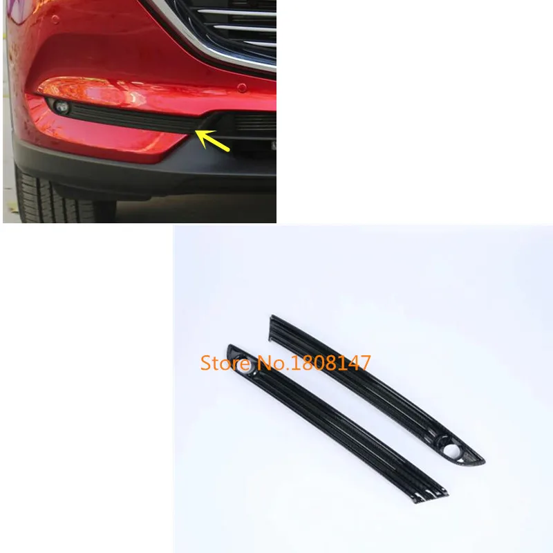 

Car styling body front fog light lamp detector frame stick carbon fibre cover trim parts 2pcs For Mazda CX8 CX-8 2017 2018 2019