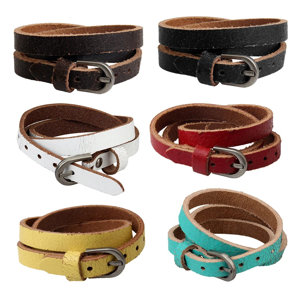 Fashion Women Unisex Multilayer Bangle Leather Wrap Wristband With