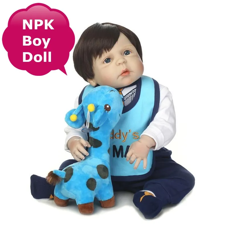 

NPK 57CM Boy Full Silicone Reborn Baby Doll With Handsome 22inch Baby Doll Clothes Silicone Reborn Doll For Sale Christmas Gift