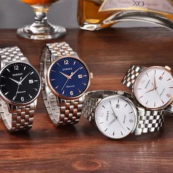 

relogio 40mm Debert Sapphire Glass Full Stainless Steel Strap Date mechanical male clock Automatic men wristwatch часы мужские
