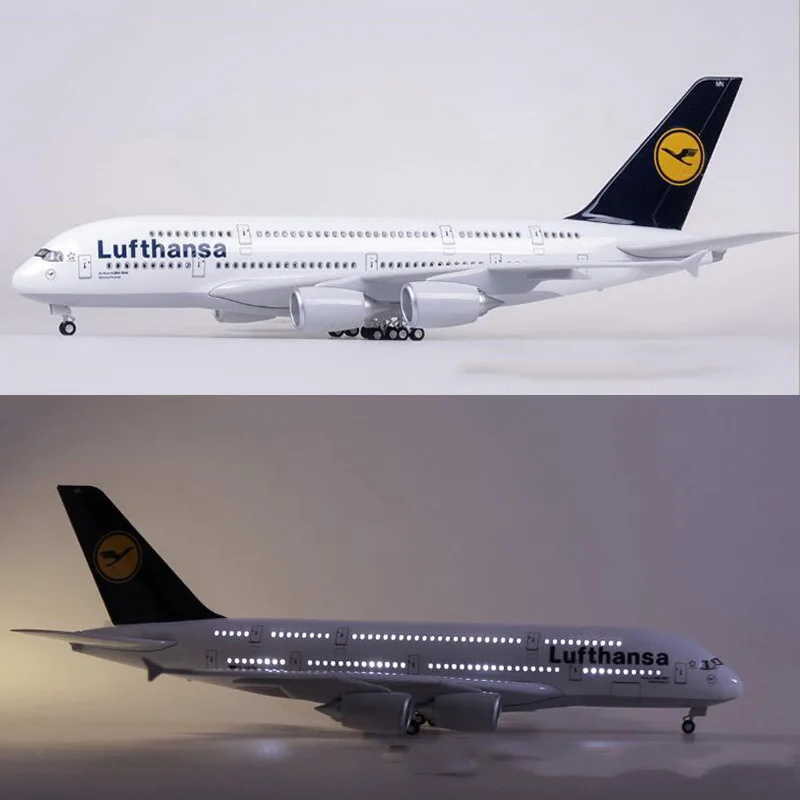 1/160 масштаб 50,5 см самолет Airbus A380 Lufthansa Airways модель W светильник и колесо литье под давлением пластиковая Смола самолет коллекция