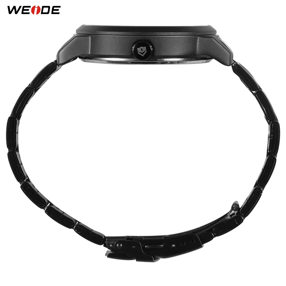 WEIDE Men's Sport Business Casual high Quality Watch Calendar Date Quartz Analog Black Full Stainless Steel Strap Wristwatches