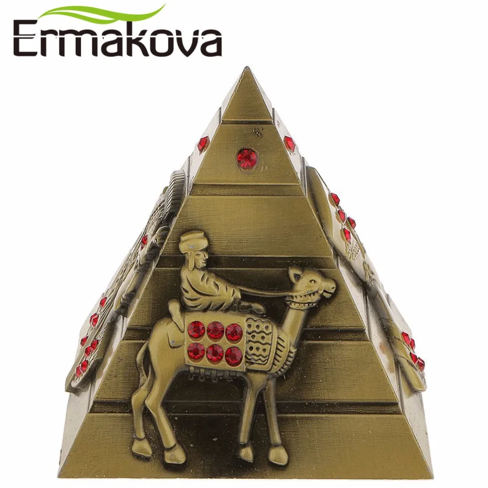 

ERMAKOVA Metal Ancient Egyptian Pyramid Figurine Pyramid Statue Home Office Decoration Collectible Statue Birthday Gift