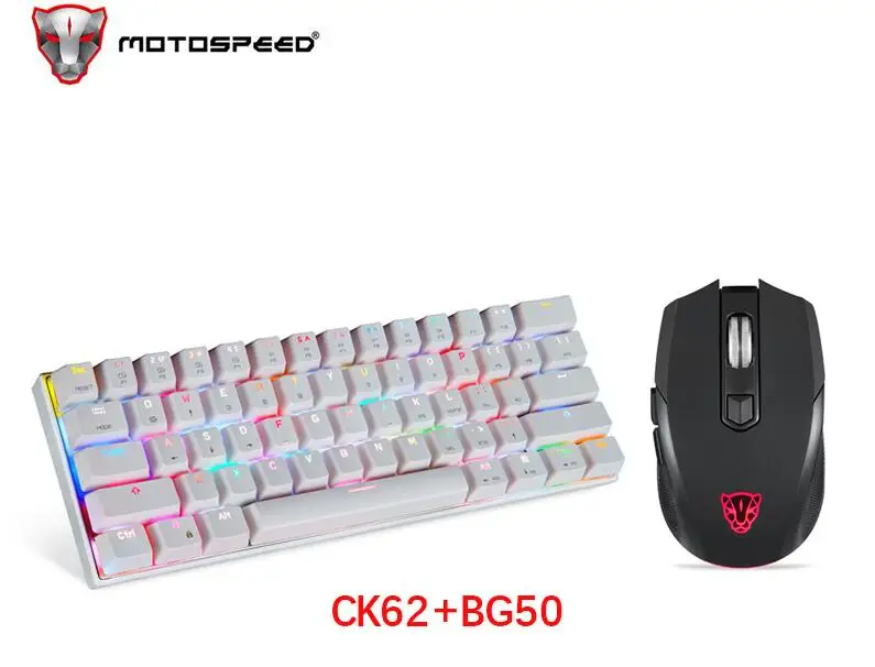 MOTOSPEED CK62 клавиатура Проводная/Bluetooth клавиатура двойной режим механическая клавиатура 61 клавиши RGB светодиодный подсветка BG60 Проводная игровая мышь - Цвет: white Red BG50