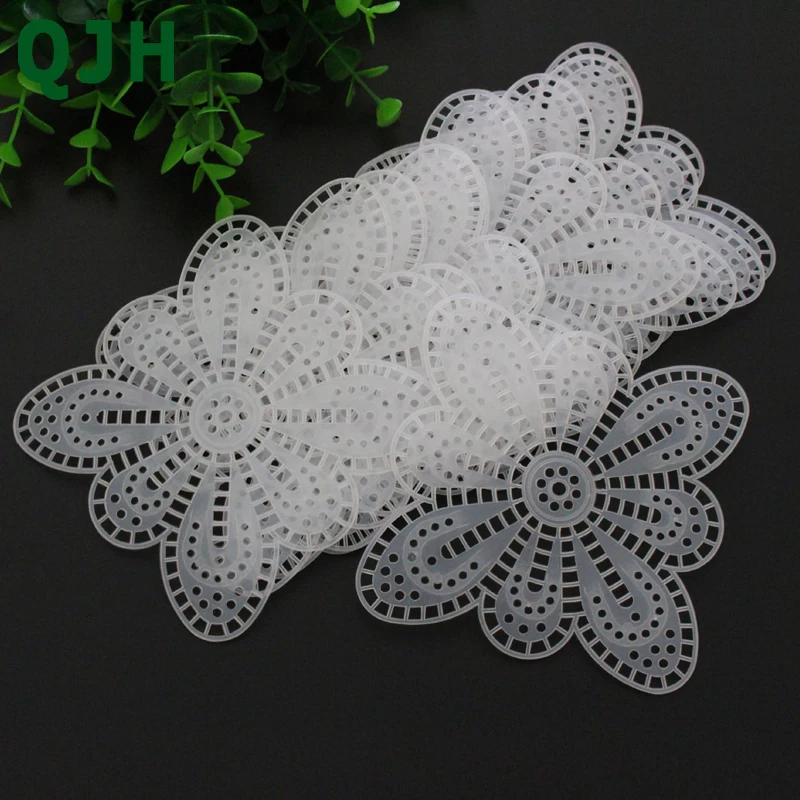 QJH 10pcs/lot Butterfly flower plastic mesh hollow air hook bag material hook car sofa seat gasket hand-woven DIY