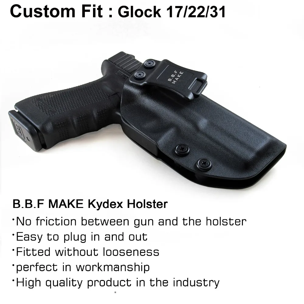 B.B.F Make IWB KYDEX кобура ручной работы на заказ подходит: Glock 17 22 31 кобуры Внутри Скрытого Ношения кейс для пистолета чехол