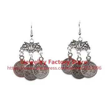 

400sets /lot fashion coin style lady earrings silver green colors jewelry lady earrings wholesale earrings