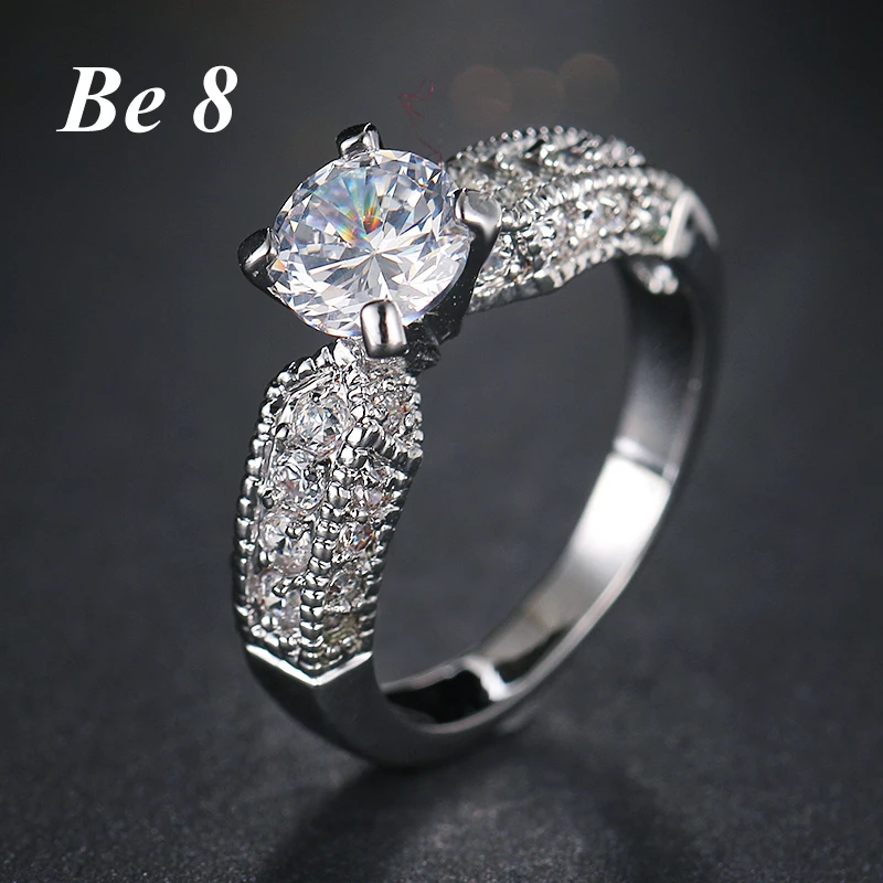 Be8 Brand Clear Beauty CZ Four Claws Inserted Wedding Ring Fashion Shiny Crystal Jewelry For Women Party Show Meaning Gift R-066 | Украшения