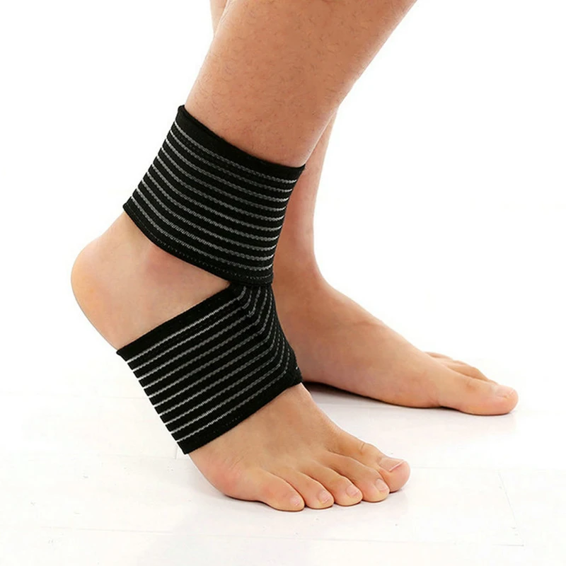 2 шт. полосатая эластичная повязка регулируемая поддержка лодыжки Защитная защита для баскетбола футбольная Защита Анти-боль спортивная повязка скоба - Цвет: Черный