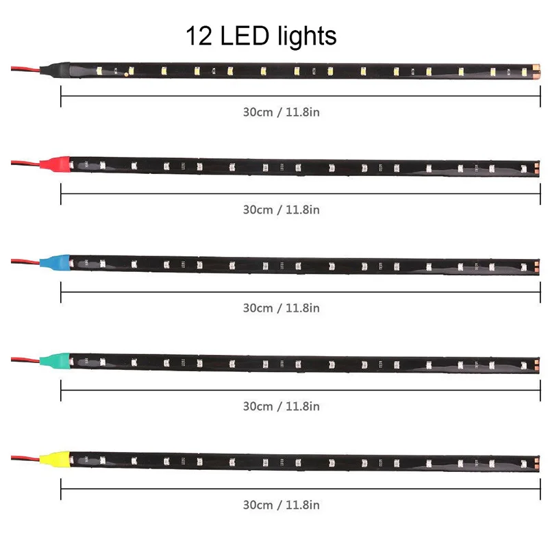 2 шт. Высокая мощность 30 см украшения светодиодные ленты свет 5050 SMD водонепроницаемый DC12V дневные ходовые огни Бар Лента лампа лента