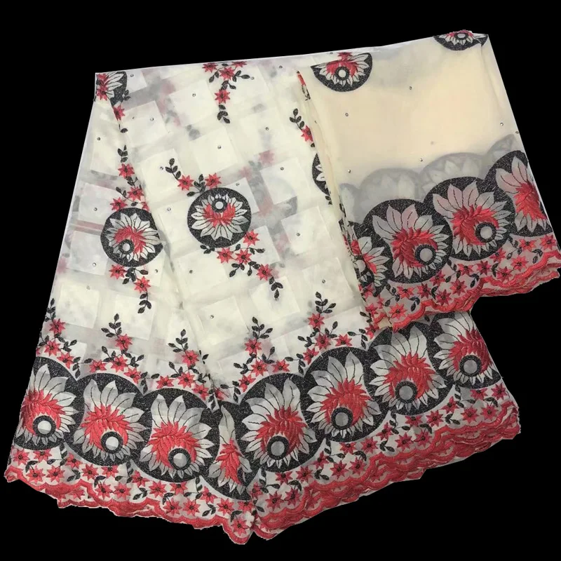 

(5+2yards/set) High quality Swiss voile lace fabric 100% cotton with wonderful embroidery plus chiffon lace set for dress DBL08