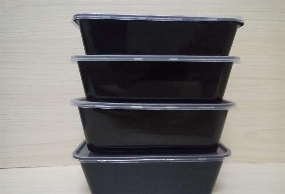 18 шт 750 мл хорошее качество одноразовые черные квадратные коробки с крышкой для упаковки или хранения пищи